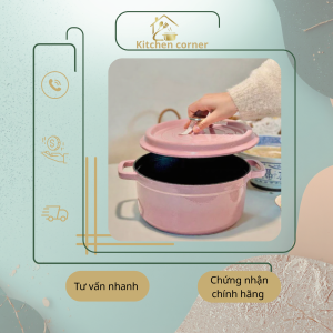 Nồi gang màu hồng chống dính cao cấp